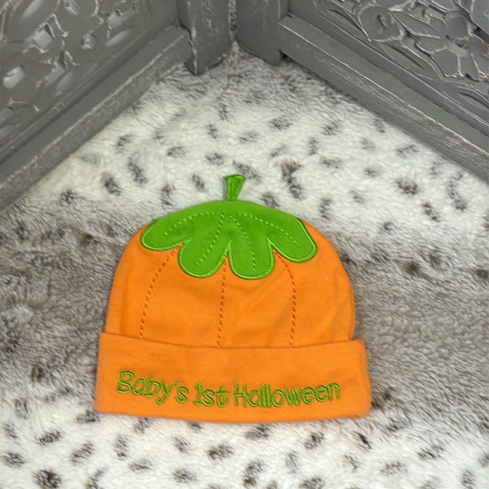 Baby’s First Halloween pumpkin beanie hat infant boys girls OS trick or treat